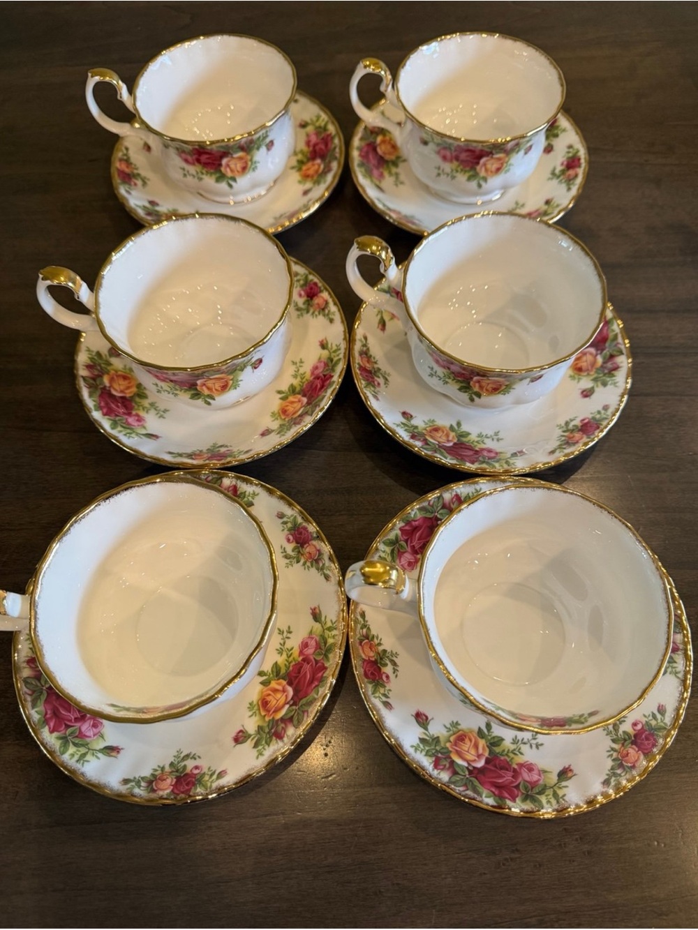 Royal Albert old Country Roses Wide Mouth Breakfast Mug England 6 cups 6 saucers